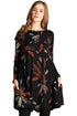 Sexy Black Feather Graphic Pocket Tunic Dress